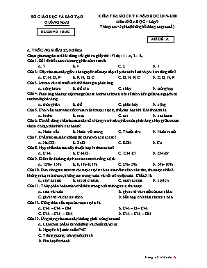 Đề kiểm tra học kỳ II môn Hóa học Lớp 9 - Năm học 2019-2020